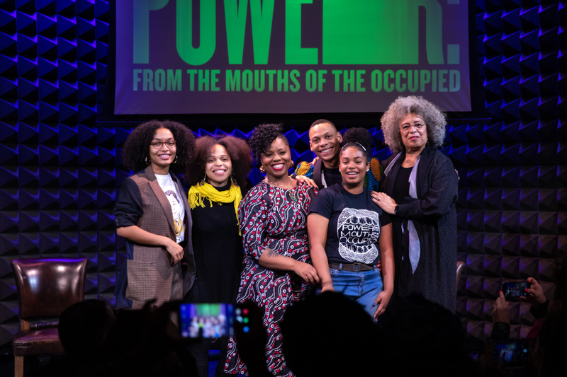 From left: Yara Shahidi, Donnay Edmund, Patrisse Cullors, Marcel Baugh, Thandiwe Abdullah and Angela Davis at Joe’s Pub, New York.